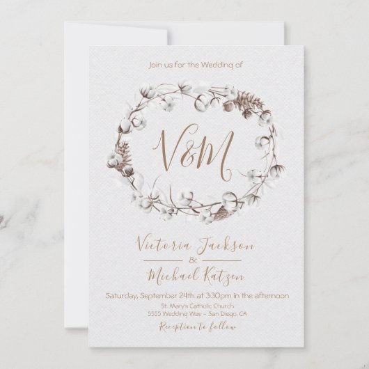 Witte Naturen Krans Huwelijksuitnodigingen Kaart (Voorkant)