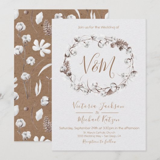 Witte Naturen Krans Huwelijksuitnodigingen Kaart (Voorkant / Achterkant)