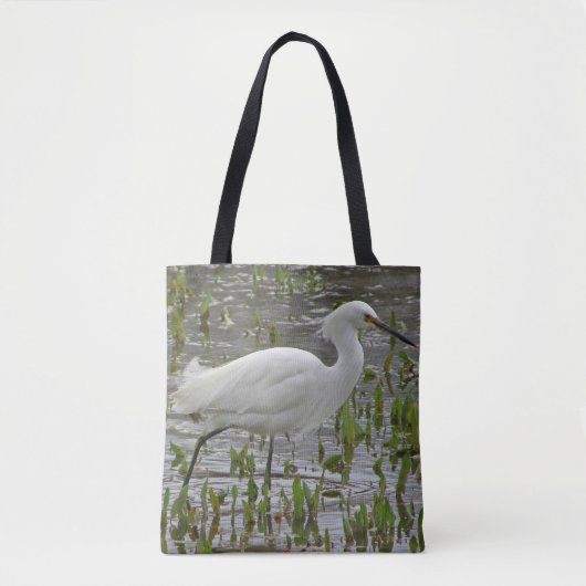 Witte Natuur groene olievloeistof Foto meer vogel Tote Bag (Voorkant)