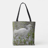 Witte Natuur groene olievloeistof Foto meer vogel Tote Bag (Achterkant)