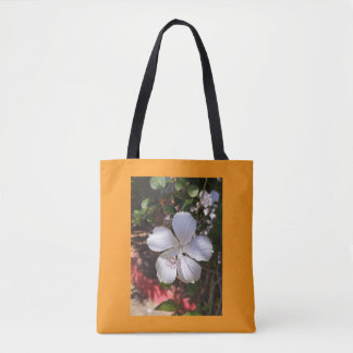 Witte natuurlijke hibiscus bloem ontwerp tote bag