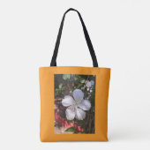 Witte natuurlijke hibiscus bloem ontwerp tote bag (Achterkant)