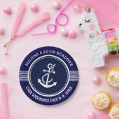 Witte Nautical Boat Anchor Wedding Text sjabloon Papieren Bordje (Feest)
