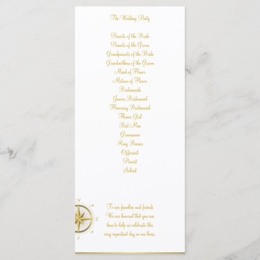 Witte Nautilus Huwelijksceremonie Programma's Kaar (Achterkant)