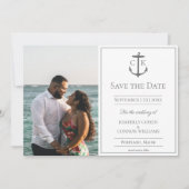 Witte Nautilus Monogram Foto Save the Date (Voorkant)