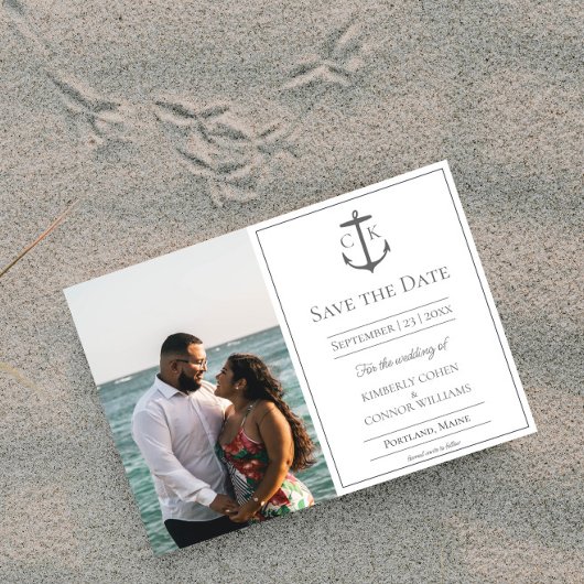 Witte Nautilus Monogram Foto Save the Date