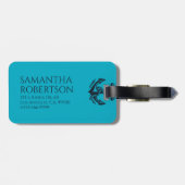 Witte Nautische Boot Anker Op Marine Blauwe Bagage Bagagelabel (Achterkant horizontaal)