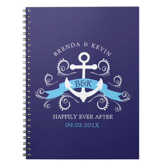 Witte nautische boot anker Wedding Design Notitieboek (Voorkant)