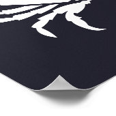 witte nautische CRAB-silhouet op blauw van de mari Poster (Hoek)