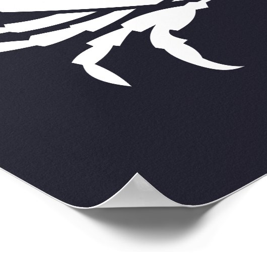 witte nautische CRAB-silhouet op blauw van de mari Poster (Hoek)