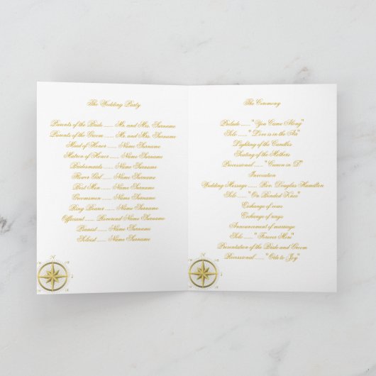 Witte nautische huwelijksceremonieprogramma's programma (Binnen)