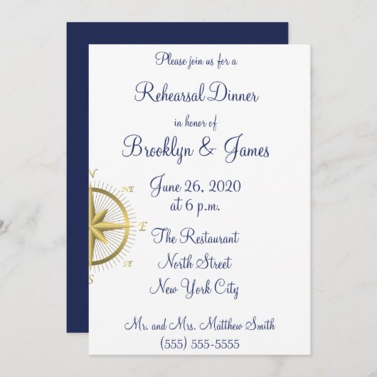 Witte nautische huwelijksproef uitnodigingen (Voorkant / Achterkant)