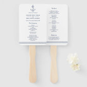 Witte Nautische Navy Anker Zee Side Bruiloft Handwaaier (Voorkant en achterkant)