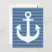 Witte nautische zeemansanker & strepen briefkaart (Voorkant / Achterkant)