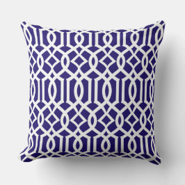 Witte Navy Blauwe Marokkaanse Tralie Decoratie Kus Kussen