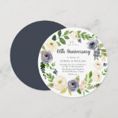 Witte Navy Bloemenkrans 40ste huwelijksjubileum Kaart (Voorkant / Achterkant)