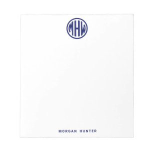Witte Navy Cirkel Monogram Lettertype Doe-het-zelf Notitieblok