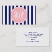 Witte Navy Vert Streep 6x Roze Wingerd Initialen D Visitekaartje (Voorkant / Achterkant)