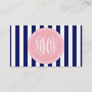 Witte Navy Vert Streep 6x Roze Wingerd Initialen D Visitekaartje