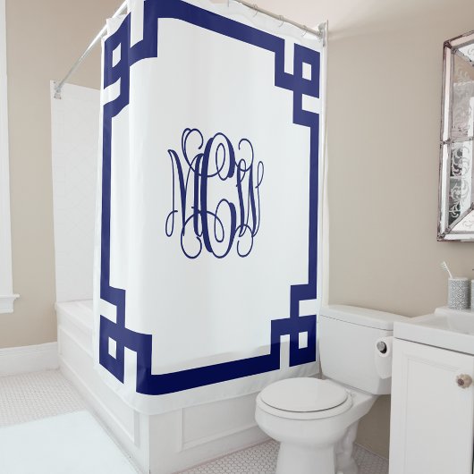 Witte Navy Wing Monogram Doe-het-zelf BG & Griekse Douchegordijn