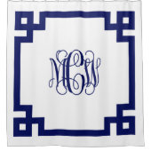 Witte Navy Wing Script Monogram Griekse Sleutel DI Douchegordijn (Voorkant)