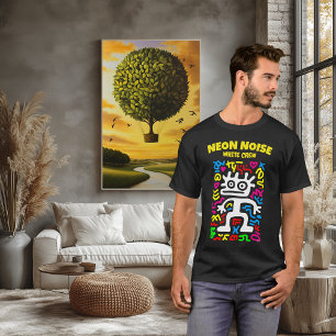 Witte Neon Alien – Funky Pop Art Wezen T-shirt
