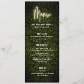 Witte Neon Boxwood Greenery Party Douche Trouwen Menu (Voorkant)