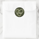 Witte Neon Boxwood Liefde Hart Bruiloft Ronde Sticker (Tas)
