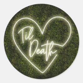Witte Neon Boxwood Til Death Bruiloft Ronde Sticker