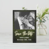 Witte Neon Buxus Huwelijksfoto Save The Date (Staand voorkant)