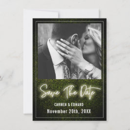 Witte Neon Buxus Huwelijksfoto Save The Date