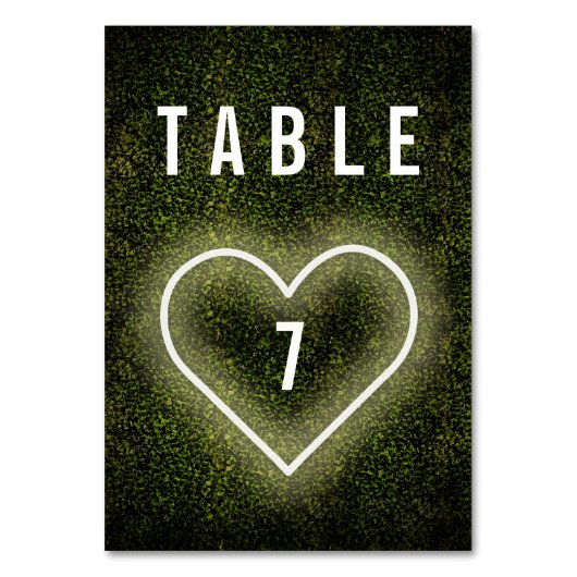 Witte Neon Hart Boxwood Bruiloft Kaart (Achterkant)