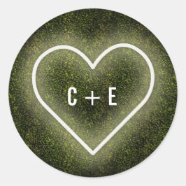 Witte Neon Hart Boxwood Bruiloft Ronde Sticker