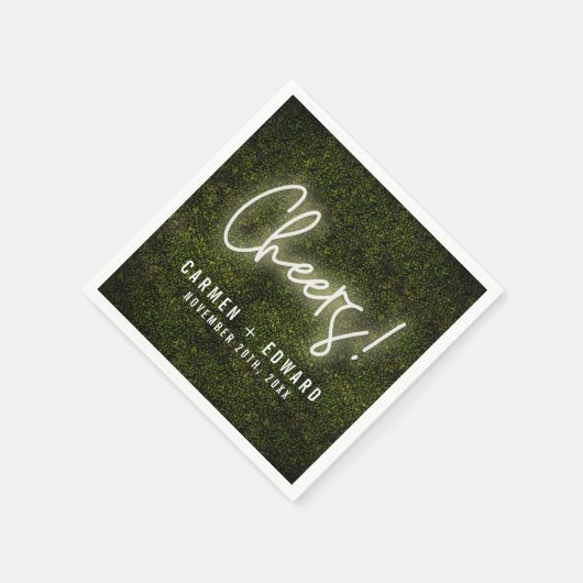 Witte Neon Lights Cheers Bruiloft Servet (Hoek)