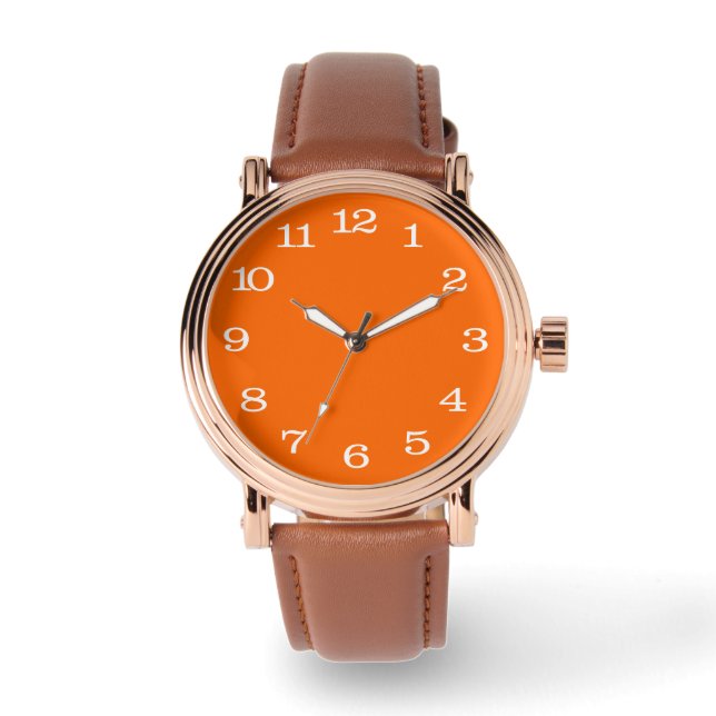witte neon oranje stevige kleur horloge (Voorkant)