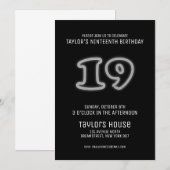 Witte Neon Teken 19e Trendy Verjaardagsfeest Kaart (Voorkant / Achterkant)