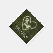 Witte neon teken tot de dood hart bruiloft servet (Hoek)