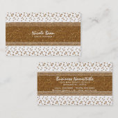 Witte Nep Geborsteld Gouden Glitter Visitekaartjes (Voorkant / Achterkant)