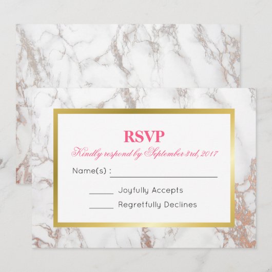 Witte nep-marmerstructuur met een gouden lijst RSV Kaart (Voorkant / Achterkant)