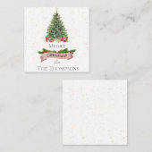 Witte & Nep Roze Glitter Banner | Prettig Kerstfee Notitiekaartje (Voorkant / Achterkant)