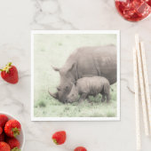 Witte neushoorn & Baby servetten (Insitu)