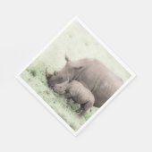 Witte neushoorn & Baby servetten (Hoek)