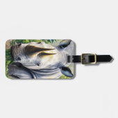 Witte neushoorn botanische kunst bagagelabel (Voorkant horizontaal)