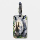 Witte neushoorn botanische kunst bagagelabel (Achterkant verticaal)
