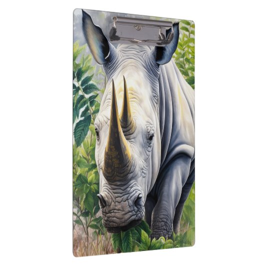 Witte neushoorn botanische kunst klembord (Rechts)