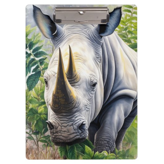 Witte neushoorn botanische kunst klembord (Voorkant)
