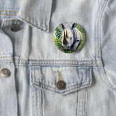 Witte neushoorn botanische kunst ronde button 5,7 cm (In situ)