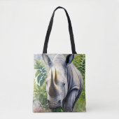 Witte neushoorn botanische kunst tote bag (Voorkant)