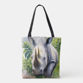 Witte neushoorn botanische kunst tote bag (Achterkant)