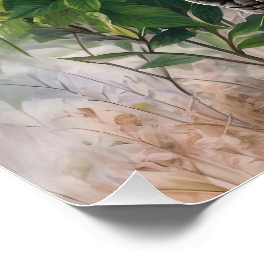 Witte neushoorn botanische schilderij perfect poster (Hoek)